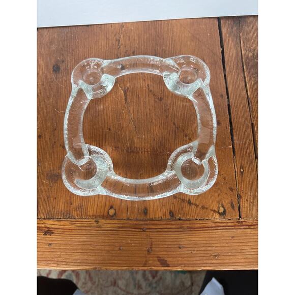 VTG Pukeberg Ice Glass 4 Candle Holder Staffan Gellerstedt Swedish Art Glass MCM - Picture 1 of 8